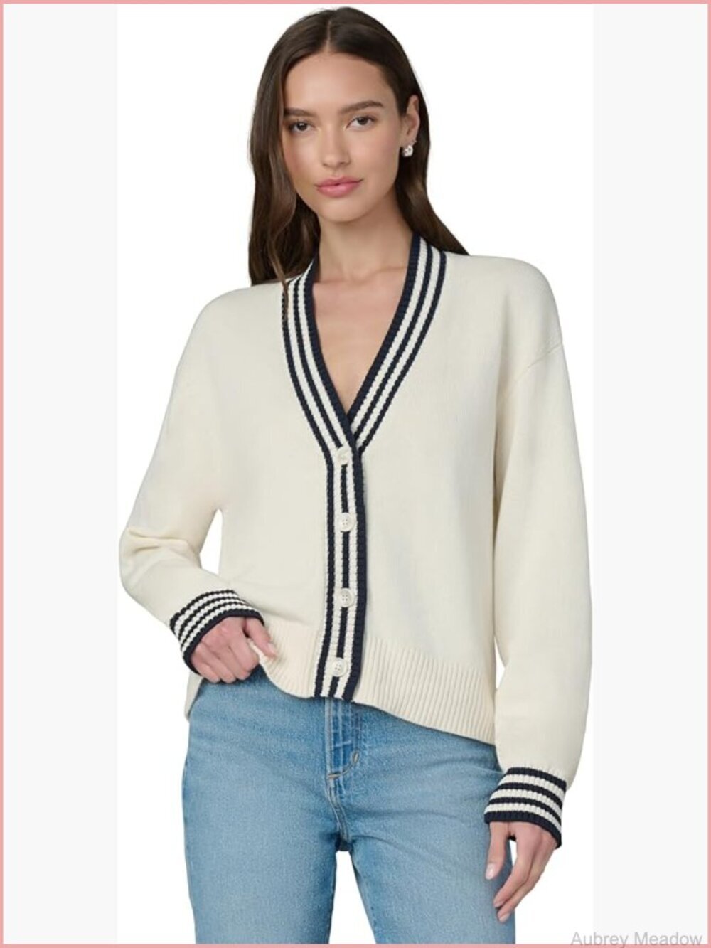 Cotton Cardigan Sweater V-Neck Button Front Long Sleeve Mid-Hip Length Regular
